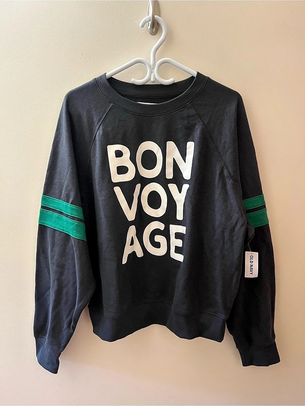 Old Navy SoComfy Terry Graphic Sweatshirt Black & Green Medium